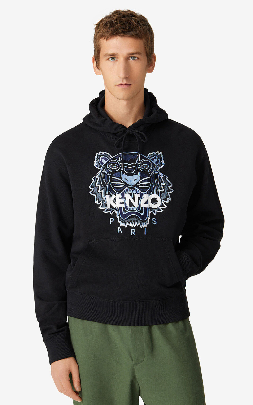 Kenzo Tiger φουτερ με κουκουλα ανδρικα μαυρα | GR643936